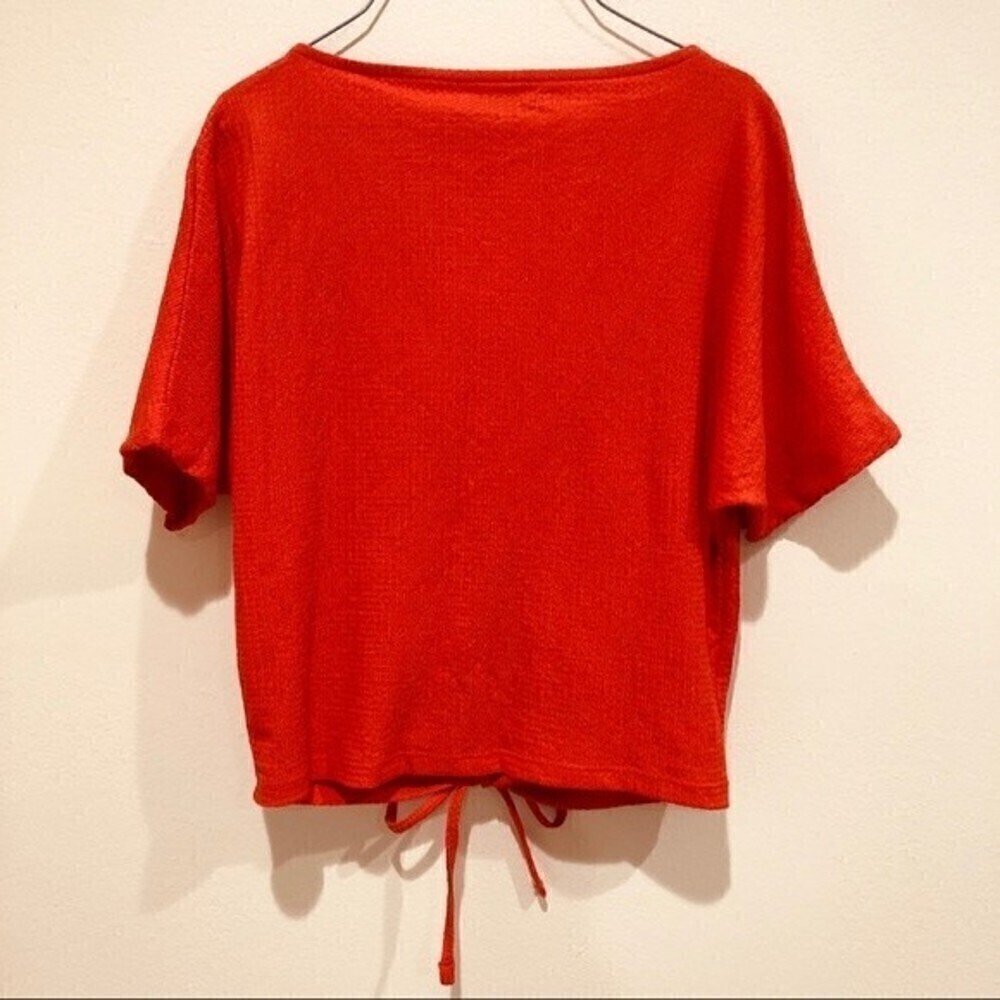 ZARA V-Neck Shirt Orange Short Sleeve NWT - Picture 2 of 5
